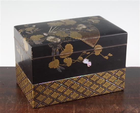 A Japanese Takamaki-e lacquer rectangular box, 19th century, 20.5cm